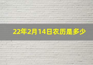 22年2月14日农历是多少