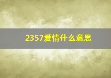 2357爱情什么意思