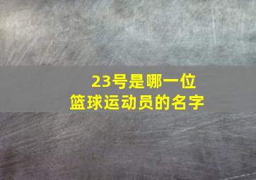 23号是哪一位篮球运动员的名字