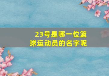 23号是哪一位篮球运动员的名字呢