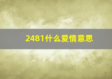 2481什么爱情意思