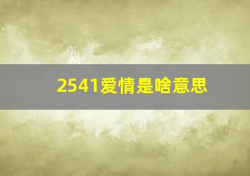 2541爱情是啥意思