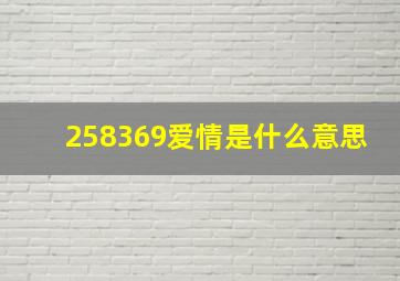 258369爱情是什么意思