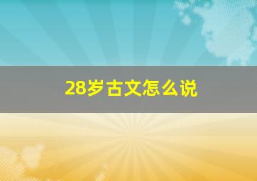 28岁古文怎么说