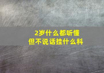 2岁什么都听懂但不说话挂什么科