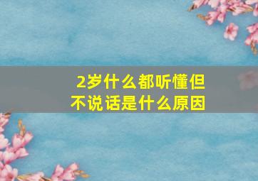 2岁什么都听懂但不说话是什么原因