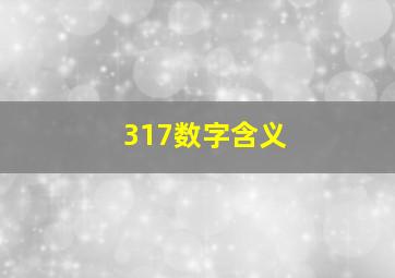 317数字含义