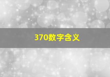 370数字含义