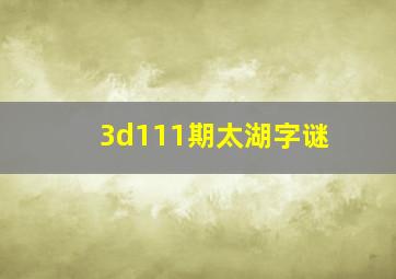 3d111期太湖字谜