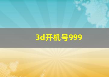 3d开机号999