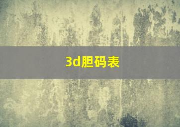 3d胆码表