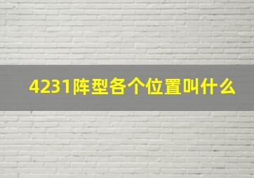 4231阵型各个位置叫什么