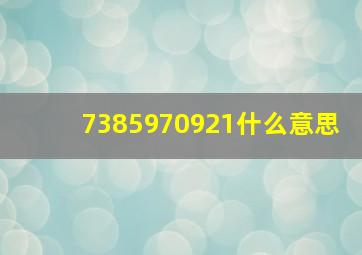 7385970921什么意思