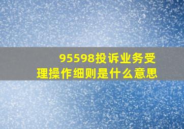 95598投诉业务受理操作细则是什么意思