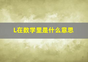 L在数学里是什么意思