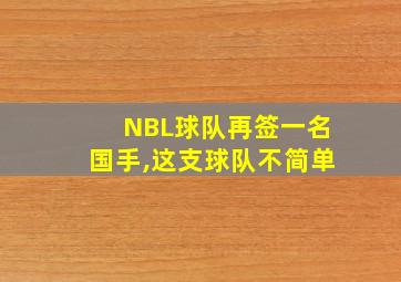 NBL球队再签一名国手,这支球队不简单