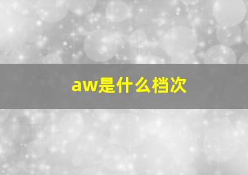 aw是什么档次