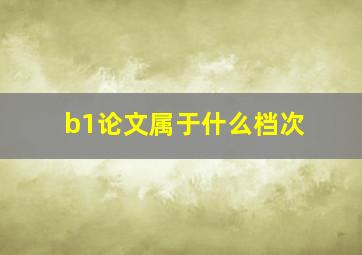 b1论文属于什么档次