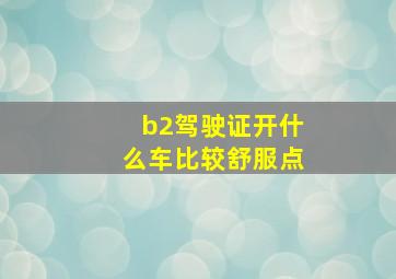 b2驾驶证开什么车比较舒服点