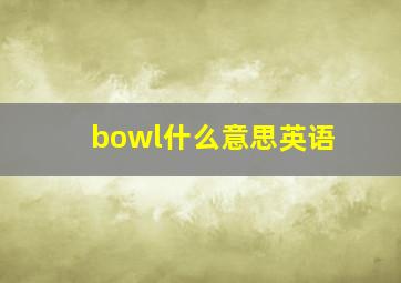 bowl什么意思英语