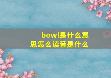 bowl是什么意思怎么读音是什么