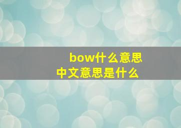 bow什么意思中文意思是什么