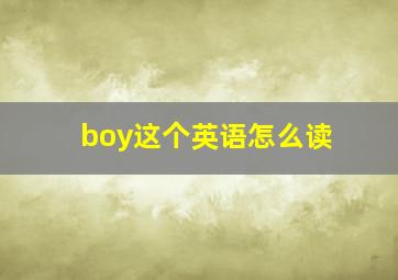 boy这个英语怎么读