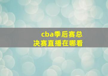 cba季后赛总决赛直播在哪看