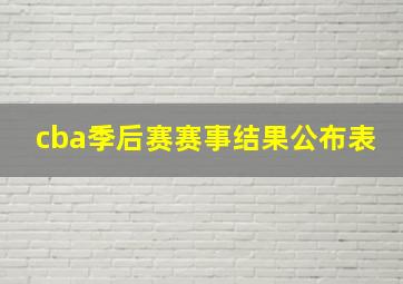 cba季后赛赛事结果公布表