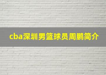 cba深圳男篮球员周鹏简介