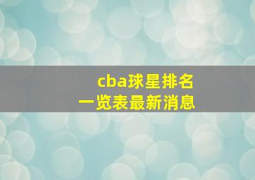 cba球星排名一览表最新消息