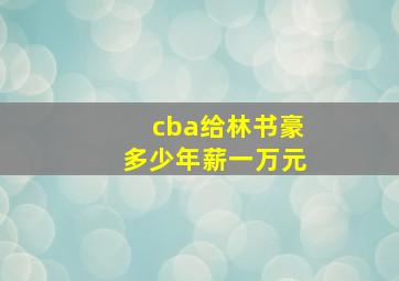 cba给林书豪多少年薪一万元