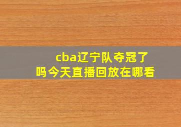 cba辽宁队夺冠了吗今天直播回放在哪看