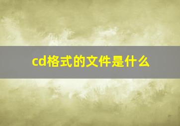 cd格式的文件是什么