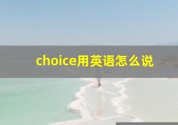 choice用英语怎么说