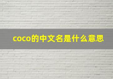 coco的中文名是什么意思