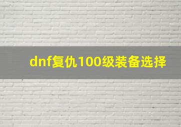 dnf复仇100级装备选择