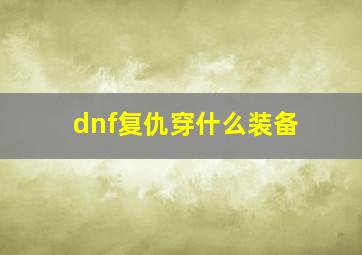 dnf复仇穿什么装备