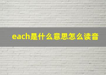 each是什么意思怎么读音