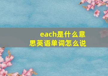 each是什么意思英语单词怎么说