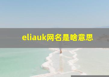 eliauk网名是啥意思