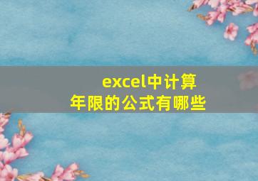 excel中计算年限的公式有哪些