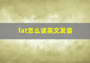 fat怎么读英文发音