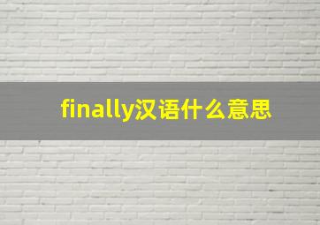 finally汉语什么意思