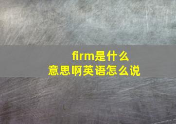 firm是什么意思啊英语怎么说