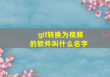 gif转换为视频的软件叫什么名字