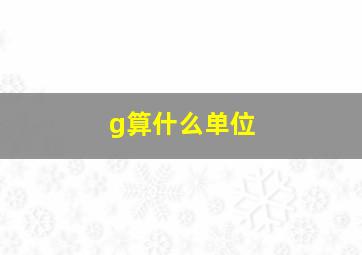 g算什么单位