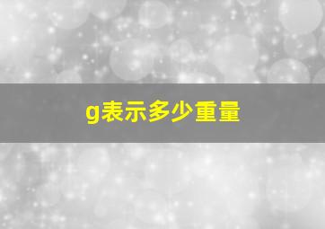 g表示多少重量