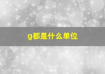 g都是什么单位