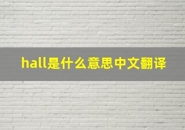 hall是什么意思中文翻译